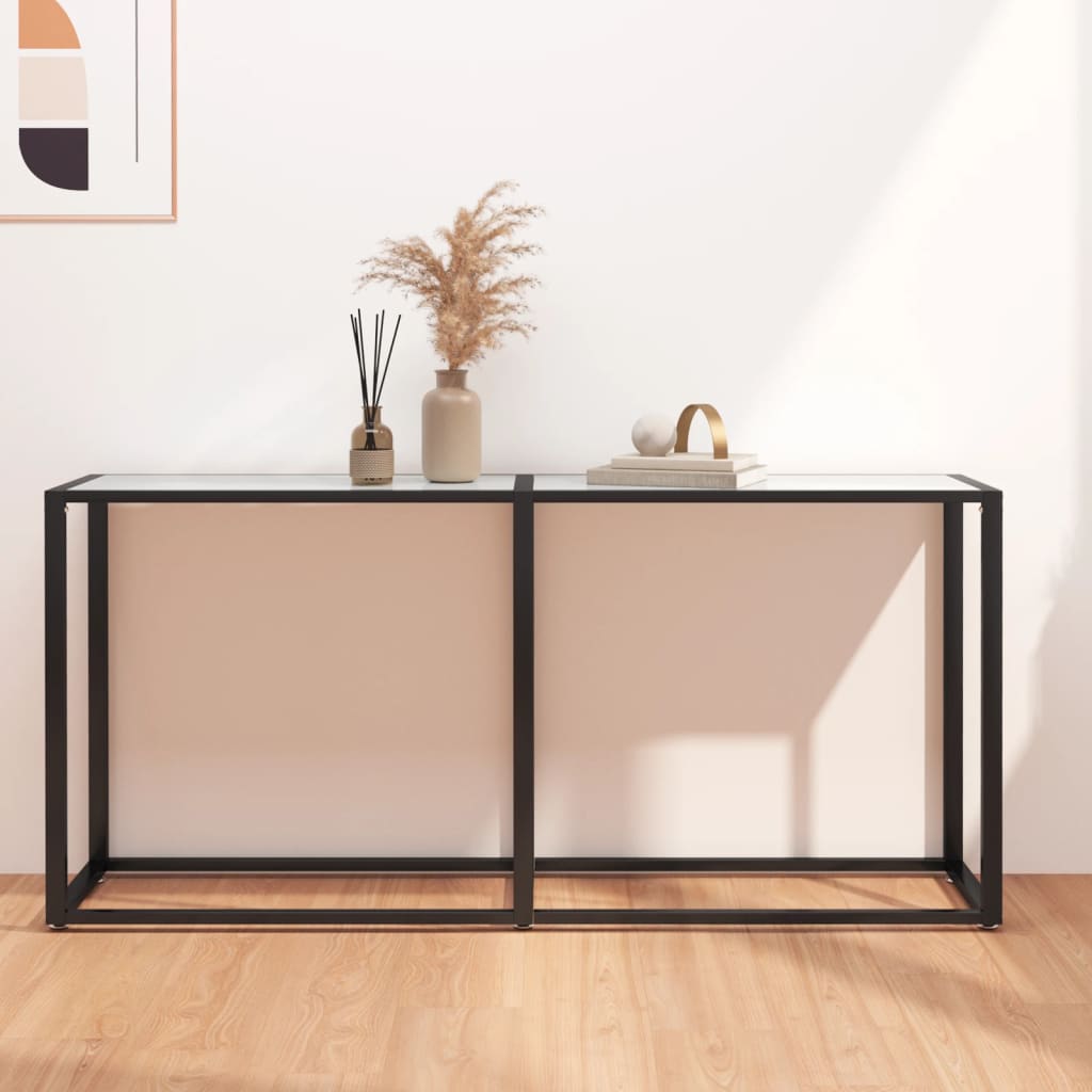 Wandtafel 160x35x75,5 cm gehard glas witmarmerkleurig is nu te koop bij PeponiXL, paradijselijk wonen!