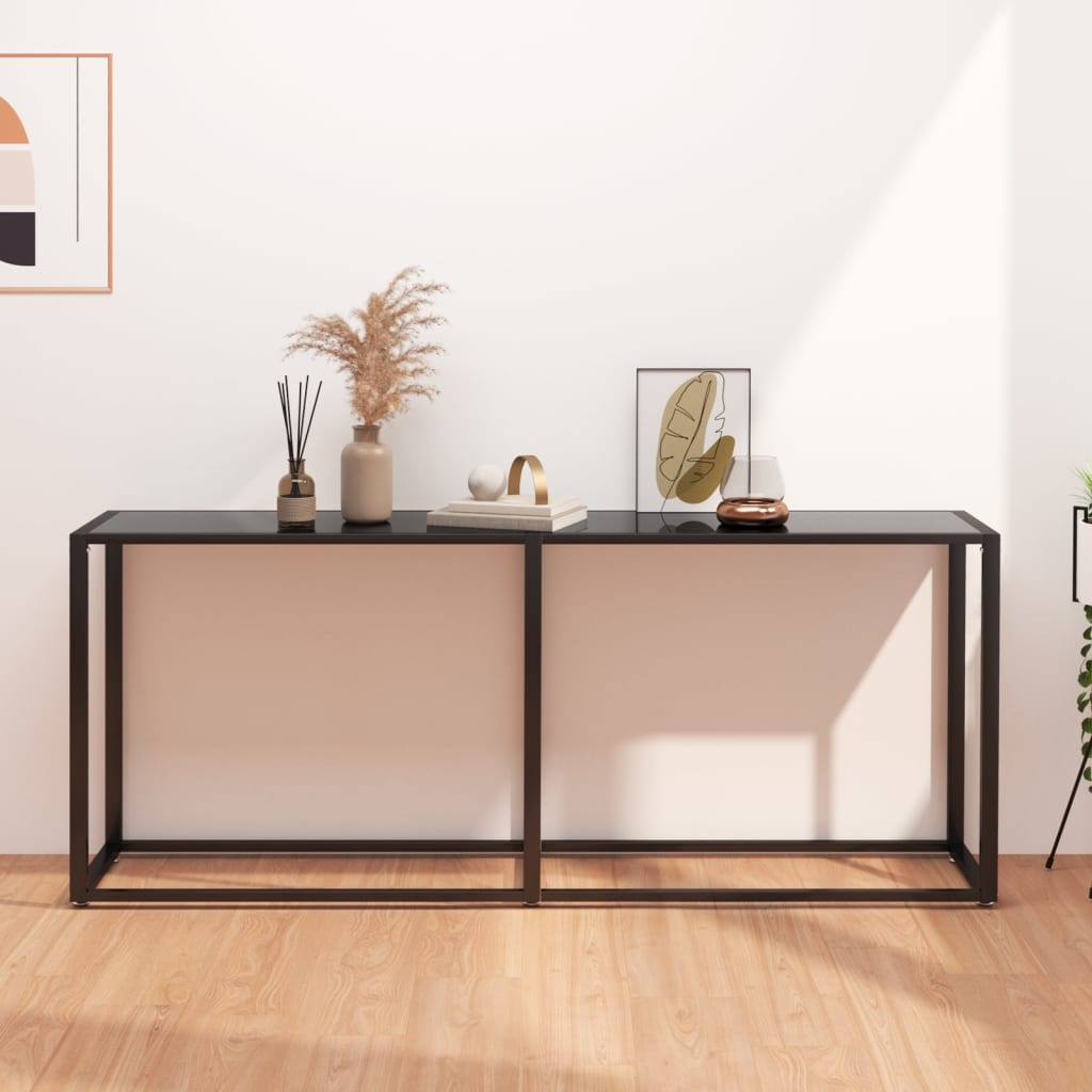 Wandtafel 180x35x75,5 cm gehard glas zwart is nu te koop bij PeponiXL, paradijselijk wonen!