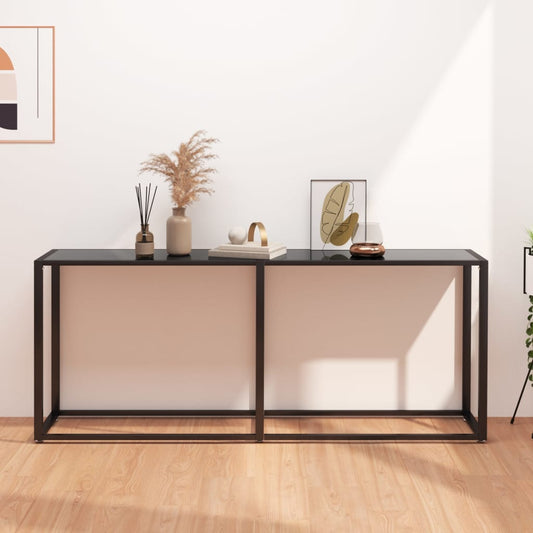 Wandtafel 180x35x75,5 cm gehard glas zwart is nu te koop bij PeponiXL, paradijselijk wonen!