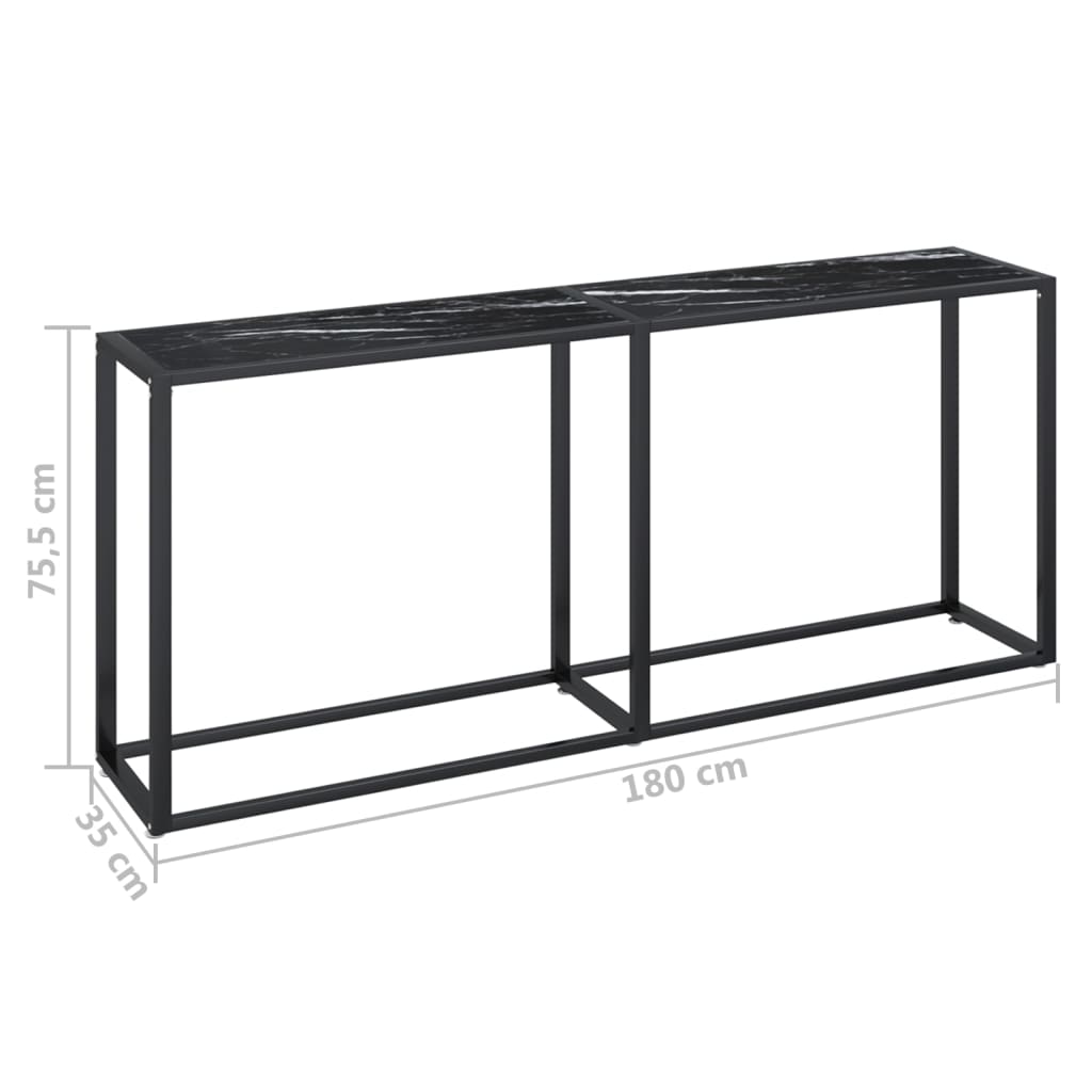 Wandtafel 180x35x75,5 cm gehard glas zwartmarmerkleurig is nu te koop bij PeponiXL, paradijselijk wonen!