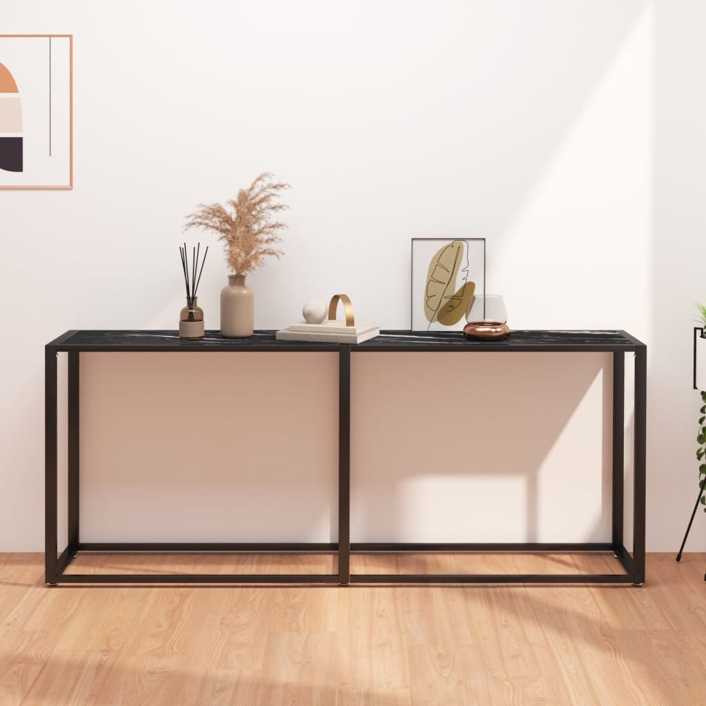 Wandtafel 180x35x75,5 cm gehard glas zwartmarmerkleurig is nu te koop bij PeponiXL, paradijselijk wonen!