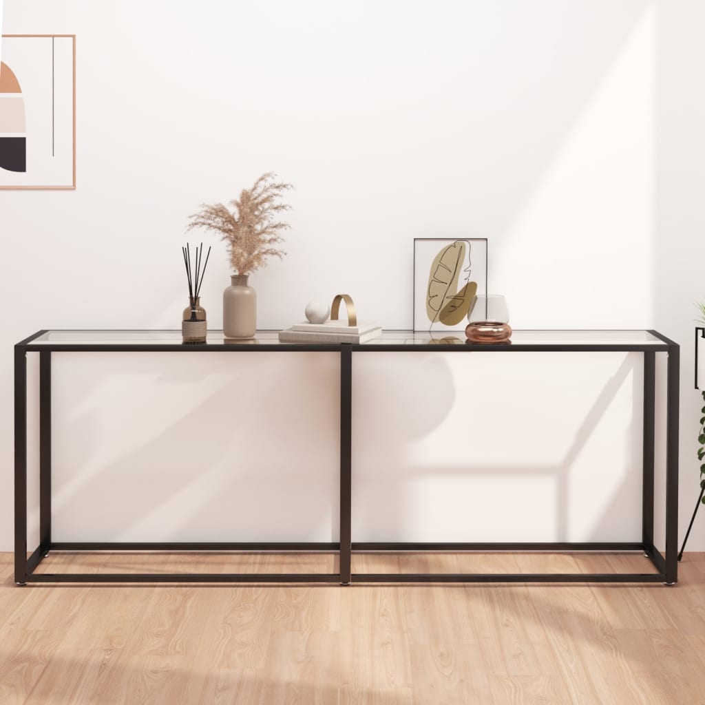 Wandtafel 200x35x75,5 cm gehard glas transparant is nu te koop bij PeponiXL, paradijselijk wonen!