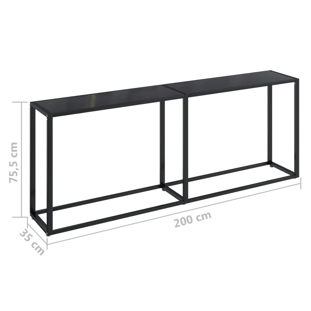 Wandtafel 200x35x75,5 cm gehard glas zwart is nu te koop bij PeponiXL, paradijselijk wonen!