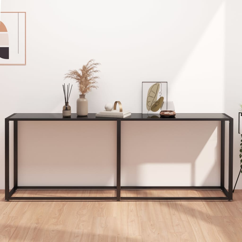 Wandtafel 200x35x75,5 cm gehard glas zwart is nu te koop bij PeponiXL, paradijselijk wonen!