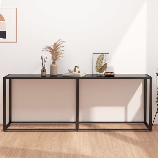 Wandtafel 200x35x75,5 cm gehard glas zwart is nu te koop bij PeponiXL, paradijselijk wonen!