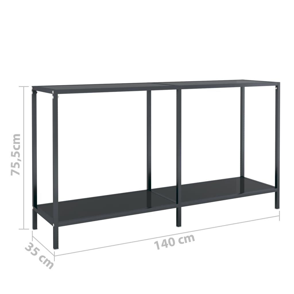 Wandtafel 140x35x75,5 cm gehard glas zwart is nu te koop bij PeponiXL, paradijselijk wonen!
