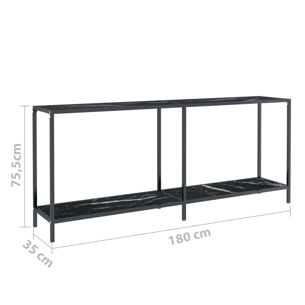 Wandtafel 180x35x75,5 cm gehard glas zwart is nu te koop bij PeponiXL, paradijselijk wonen!