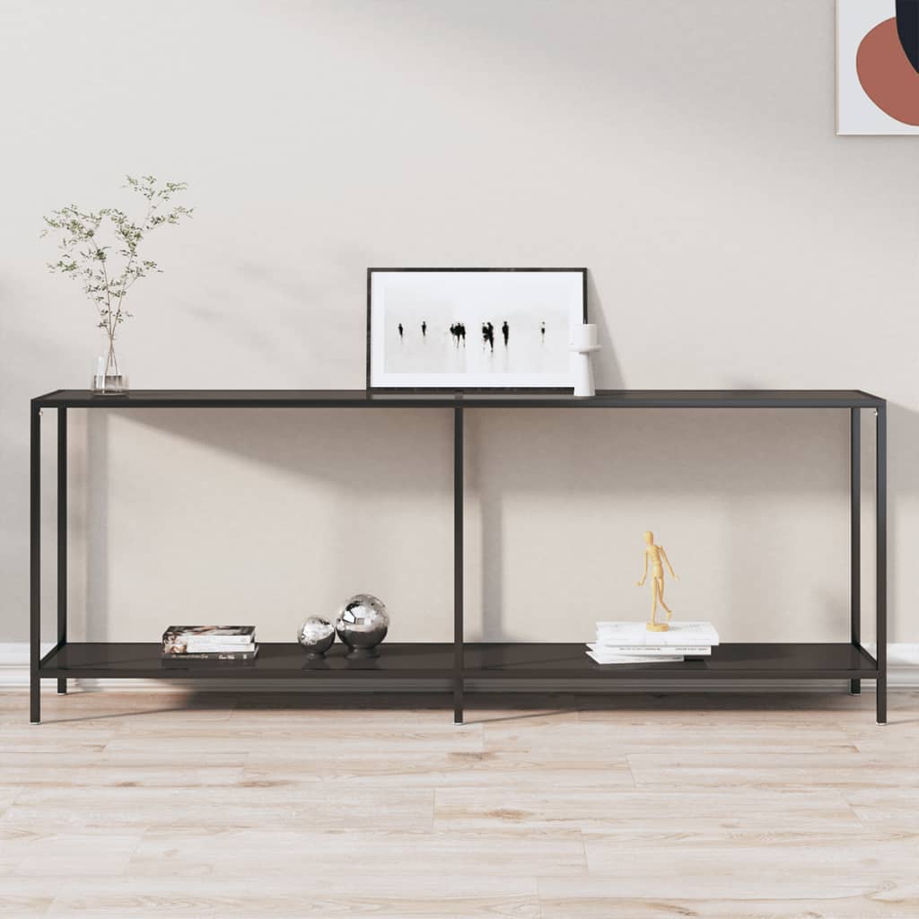 Wandtafel 200x35x75,5 cm gehard glas zwart is nu te koop bij PeponiXL, paradijselijk wonen!