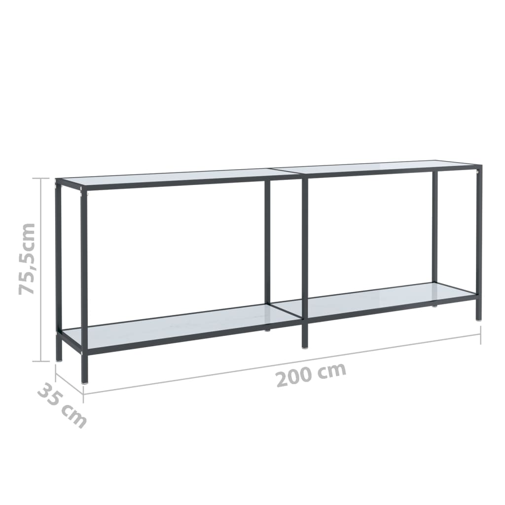 Wandtafel 200x35x75,5 cm gehard glas wit is nu te koop bij PeponiXL, paradijselijk wonen!