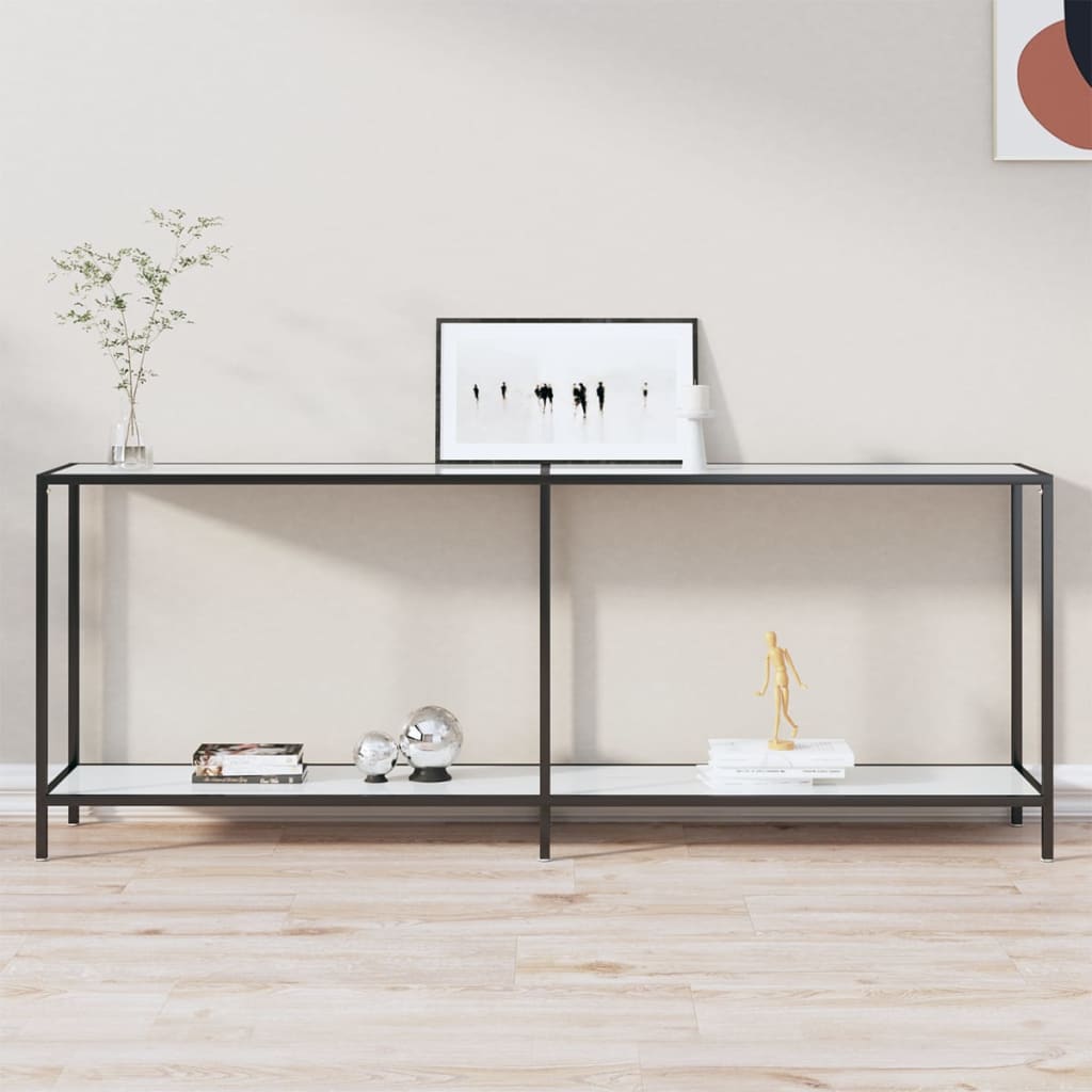 Wandtafel 200x35x75,5 cm gehard glas wit is nu te koop bij PeponiXL, paradijselijk wonen!