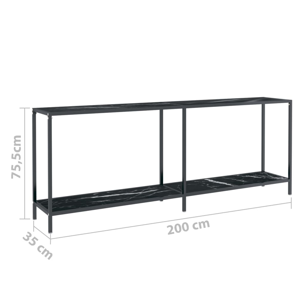 Wandtafel 200x35x75,5 cm gehard glas zwart is nu te koop bij PeponiXL, paradijselijk wonen!