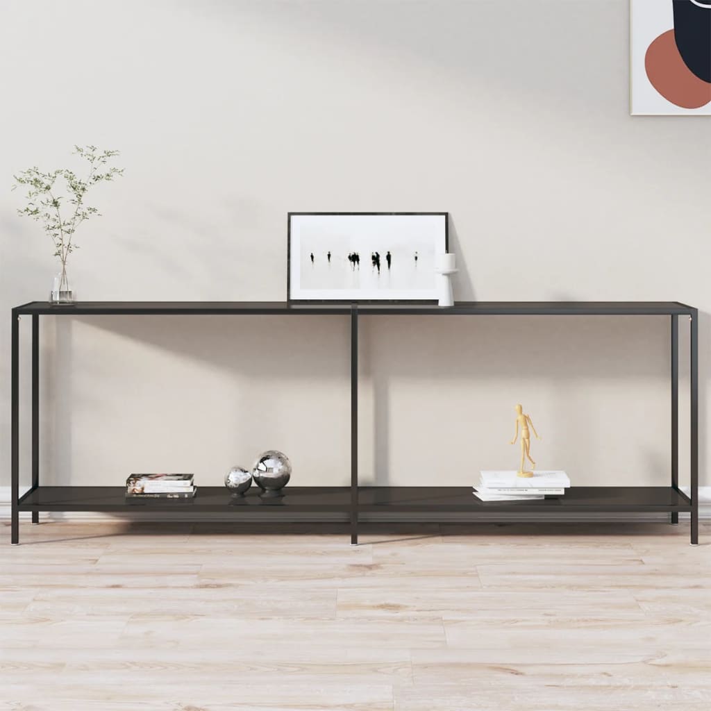 Wandtafel 220x35x75,5 cm gehard glas zwart is nu te koop bij PeponiXL, paradijselijk wonen!