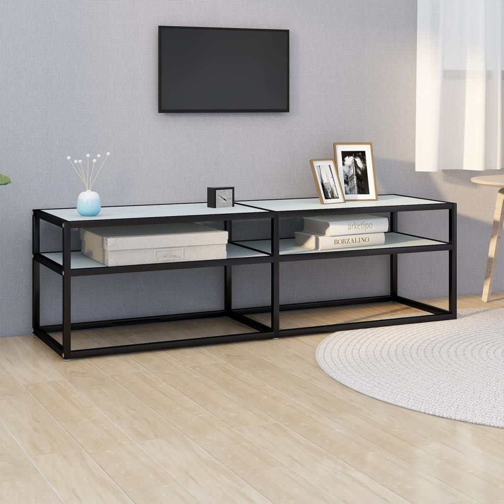 Tv-meubel 140x40x40,5 cm gehard glas witmarmerkleurig is nu te koop bij PeponiXL, paradijselijk wonen!