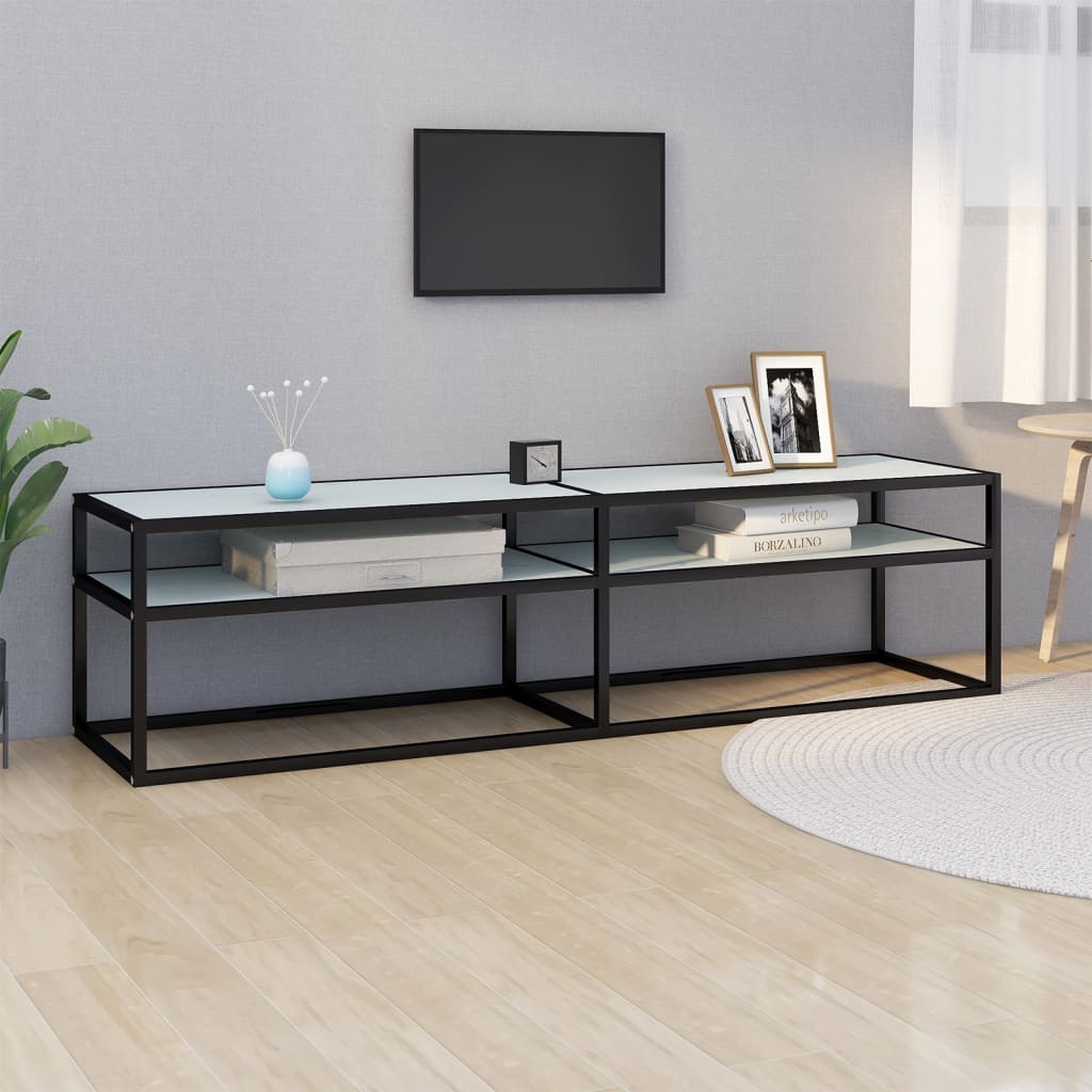 Tv-meubel 160x40x40,5 cm gehard glas witmarmerkleurig is nu te koop bij PeponiXL, paradijselijk wonen!