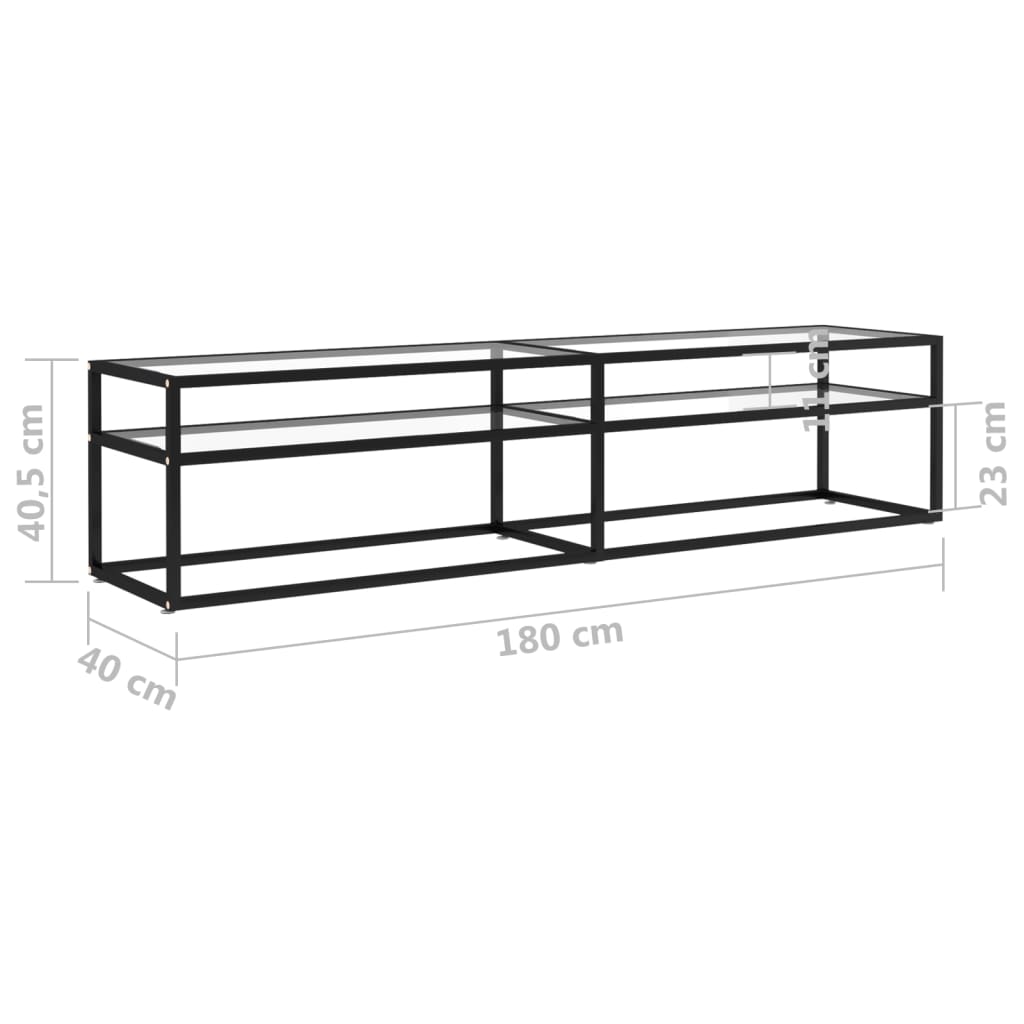 Tv-meubel 180x40x40,5 cm gehard glas transparant is nu te koop bij PeponiXL, paradijselijk wonen!