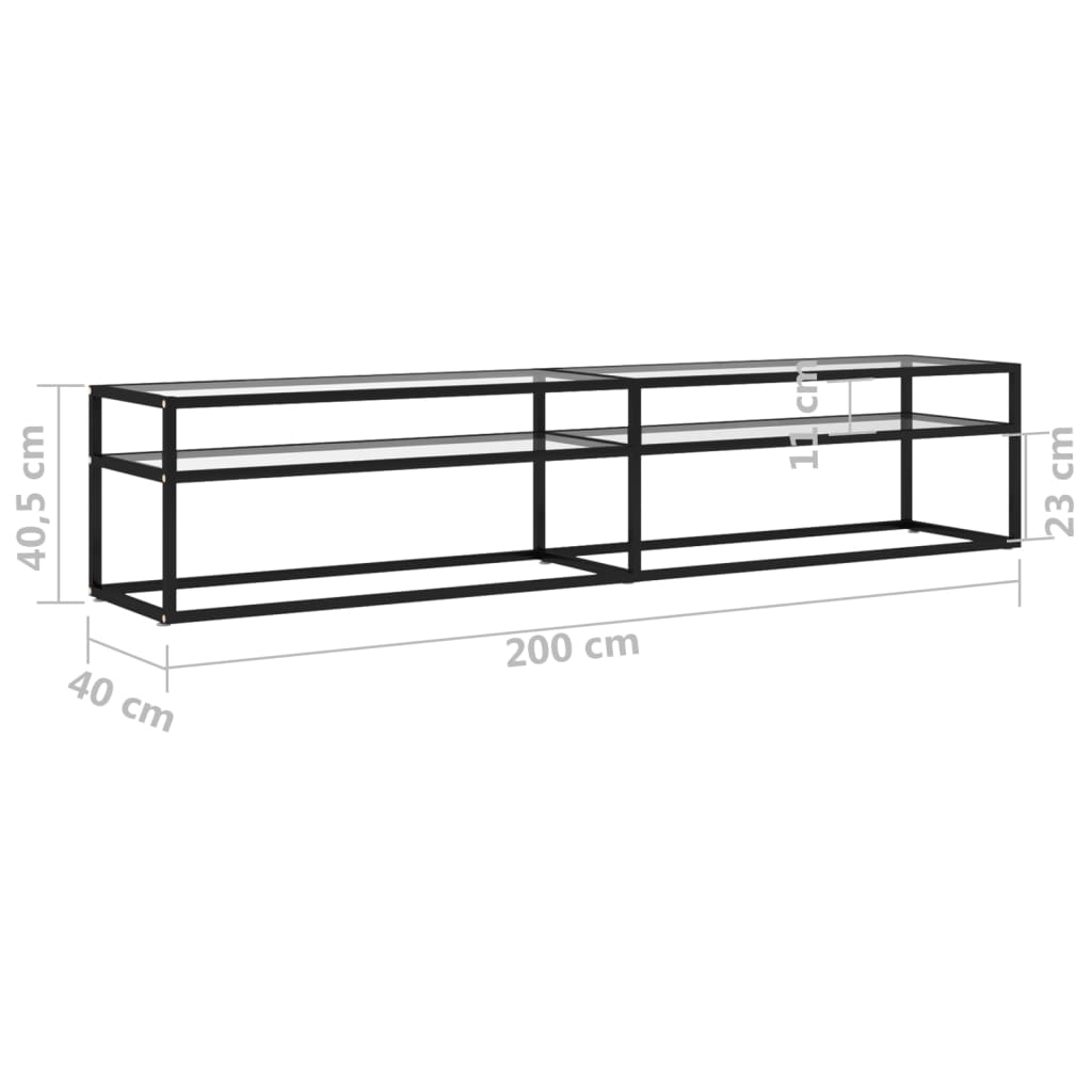 Tv-meubel 200x40x40,5 cm gehard glas transparant is nu te koop bij PeponiXL, paradijselijk wonen!
