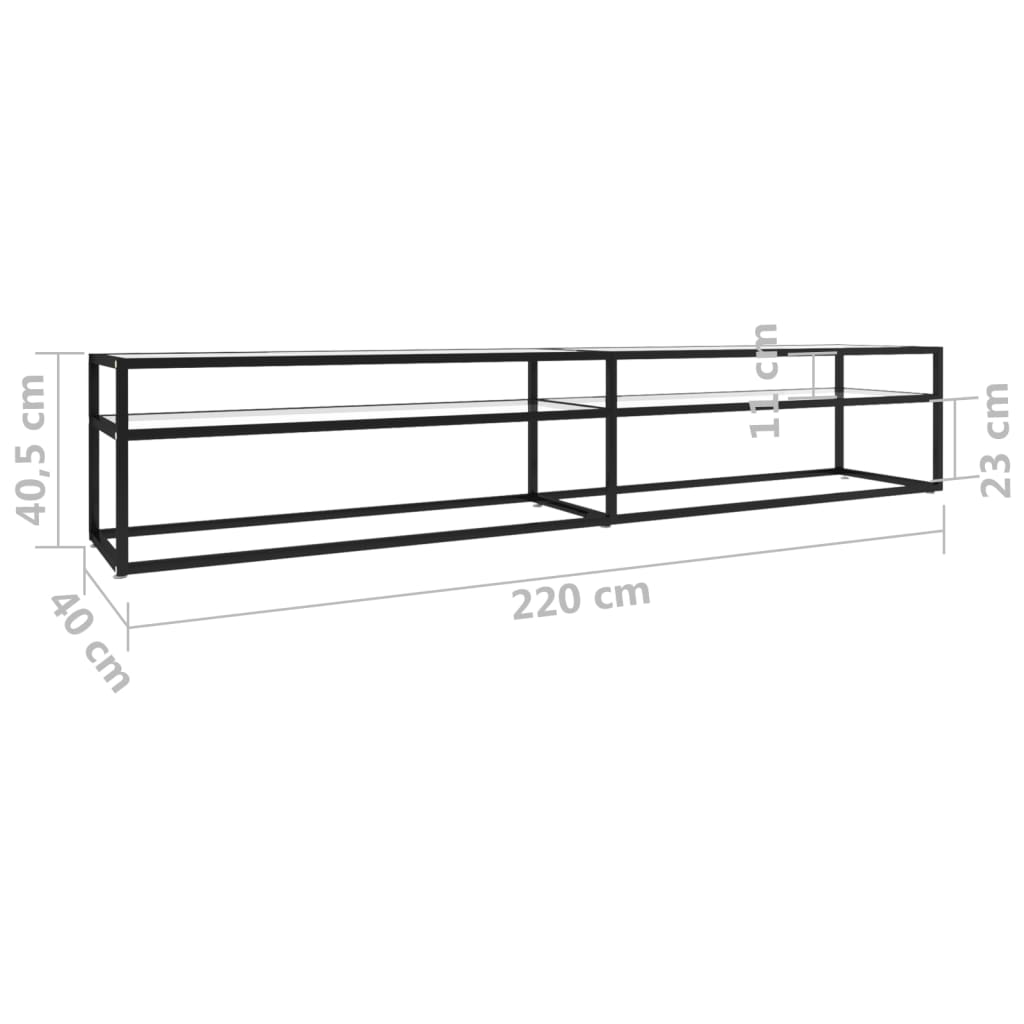Tv-meubel 220x40x40,5 cm gehard glas transparant is nu te koop bij PeponiXL, paradijselijk wonen!