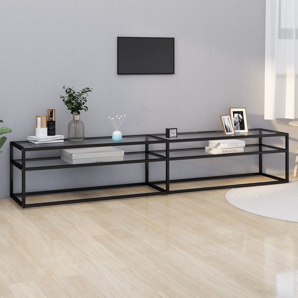 Tv-meubel 220x40x40,5 cm gehard glas transparant is nu te koop bij PeponiXL, paradijselijk wonen!