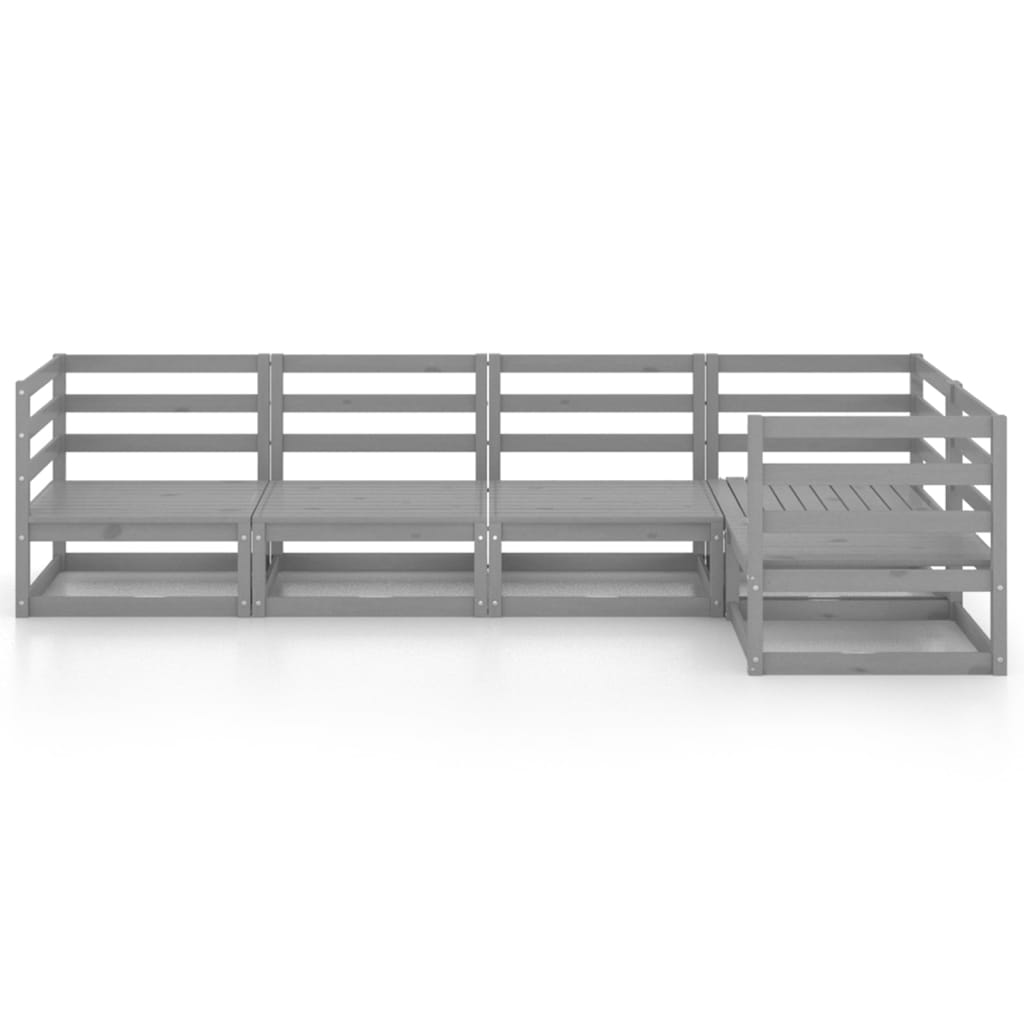 5-delige Loungeset massief grenenhout grijs is nu te koop bij PeponiXL, paradijselijk wonen!