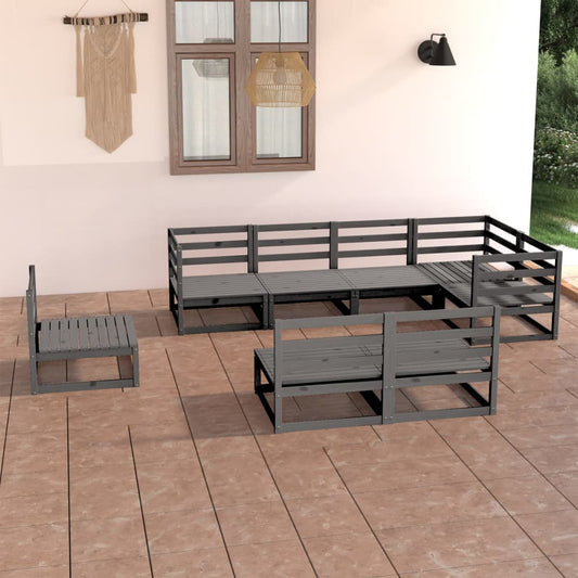 8-delige Loungeset massief grenenhout grijs is nu te koop bij PeponiXL, paradijselijk wonen!