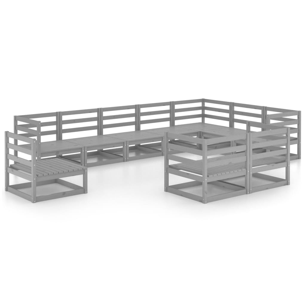10-delige Loungeset massief grenenhout grijs is nu te koop bij PeponiXL, paradijselijk wonen!