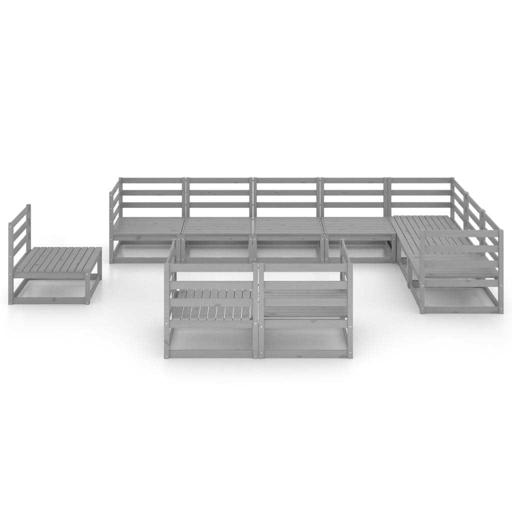 10-delige Loungeset massief grenenhout grijs is nu te koop bij PeponiXL, paradijselijk wonen!