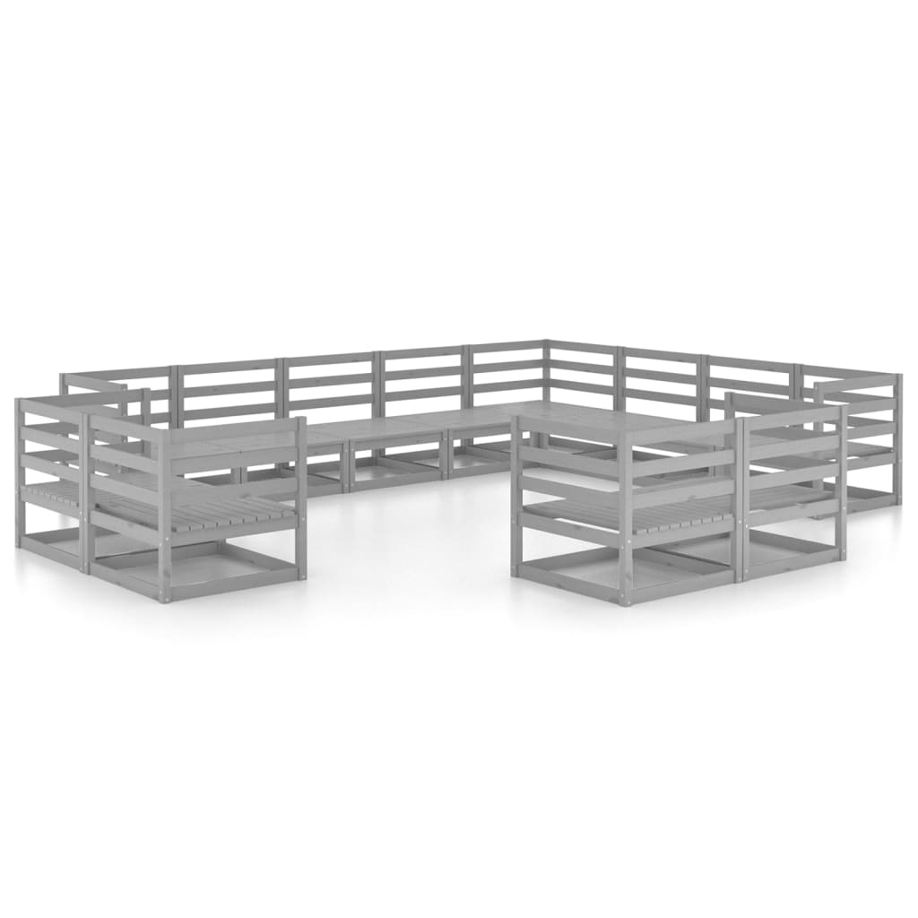 12-delige Loungeset massief grenenhout grijs is nu te koop bij PeponiXL, paradijselijk wonen!