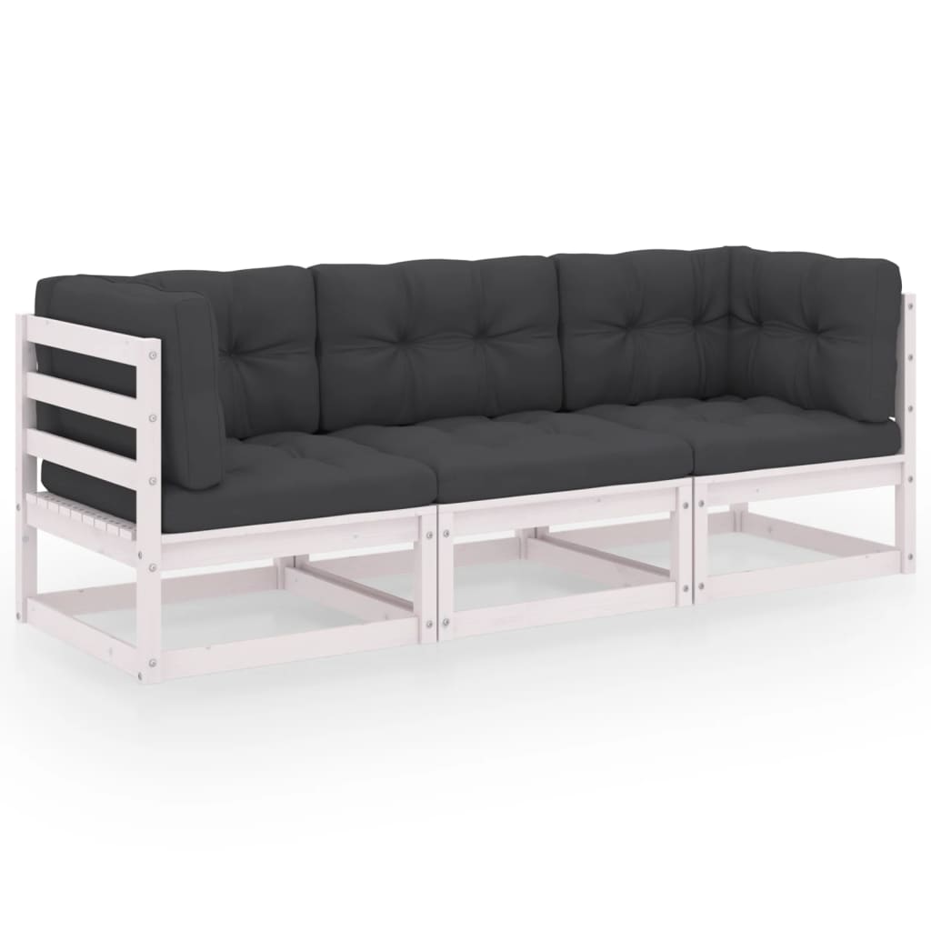 Tuinbank 3-zits met kussens massief grenenhout is nu te koop bij PeponiXL, paradijselijk wonen!