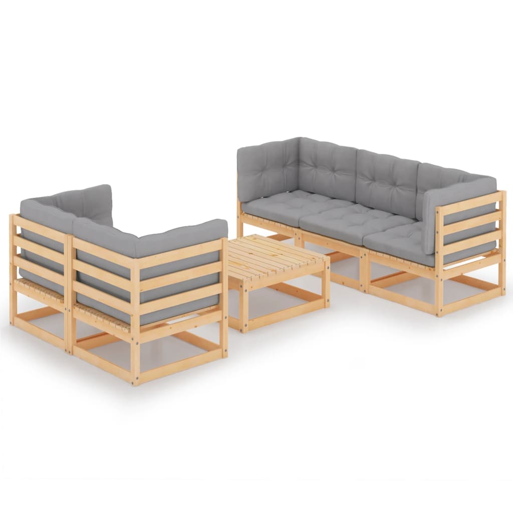 6-delige Loungeset met kussens massief grenenhout is nu te koop bij PeponiXL, paradijselijk wonen!