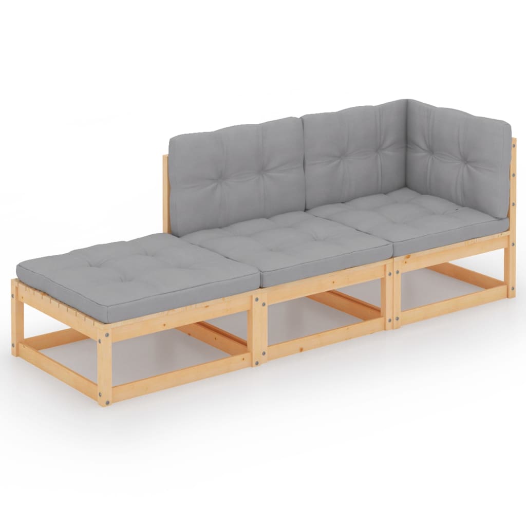 3-delige Loungeset met kussens massief grenenhout is nu te koop bij PeponiXL, paradijselijk wonen!