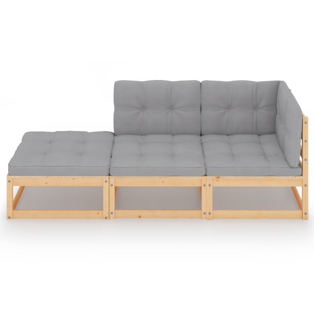 3-delige Loungeset met kussens massief grenenhout is nu te koop bij PeponiXL, paradijselijk wonen!