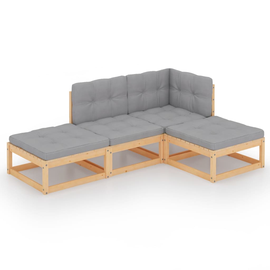 4-delige Loungeset massief grenenhout is nu te koop bij PeponiXL, paradijselijk wonen!