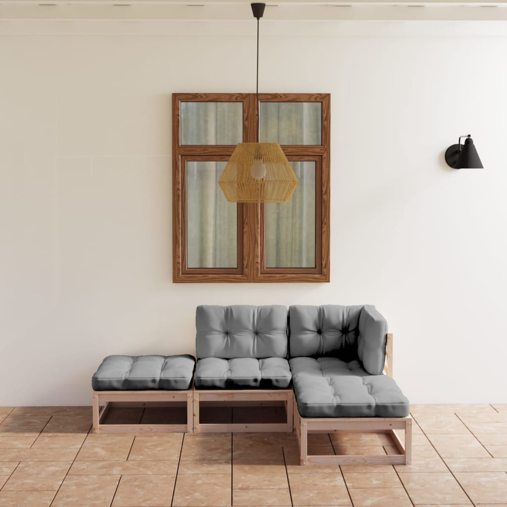 4-delige Loungeset massief grenenhout is nu te koop bij PeponiXL, paradijselijk wonen!