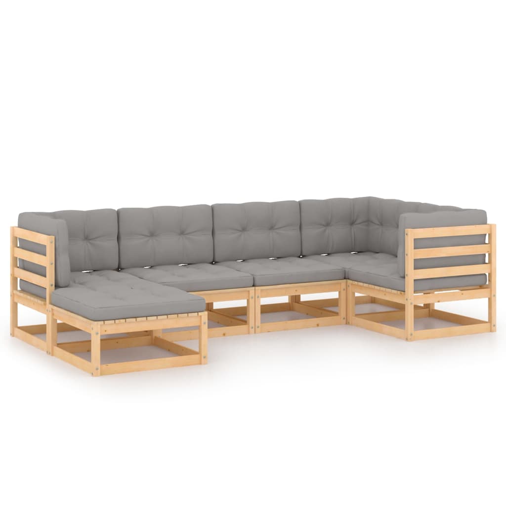 6-delige Loungeset met kussens massief grenenhout is nu te koop bij PeponiXL, paradijselijk wonen!