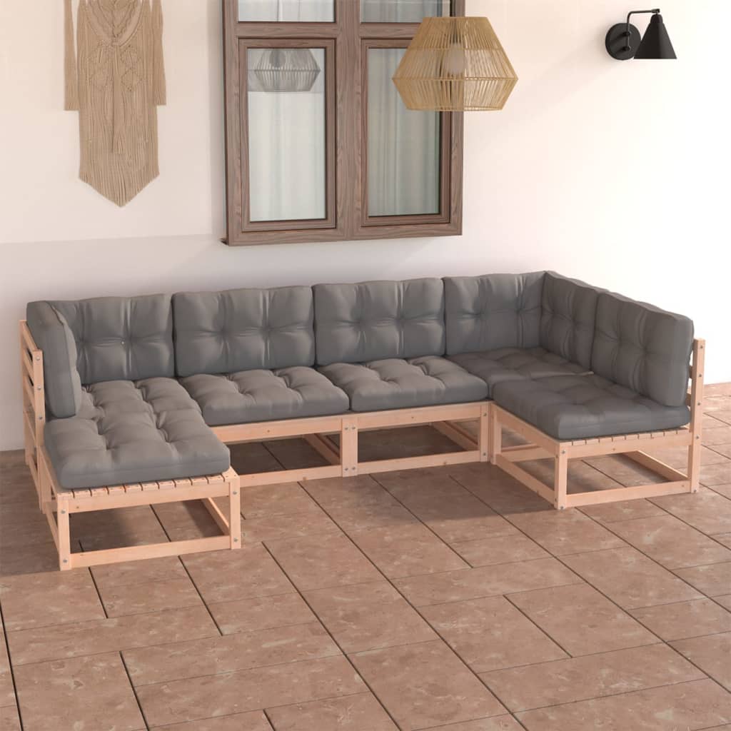 6-delige Loungeset met kussens massief grenenhout is nu te koop bij PeponiXL, paradijselijk wonen!