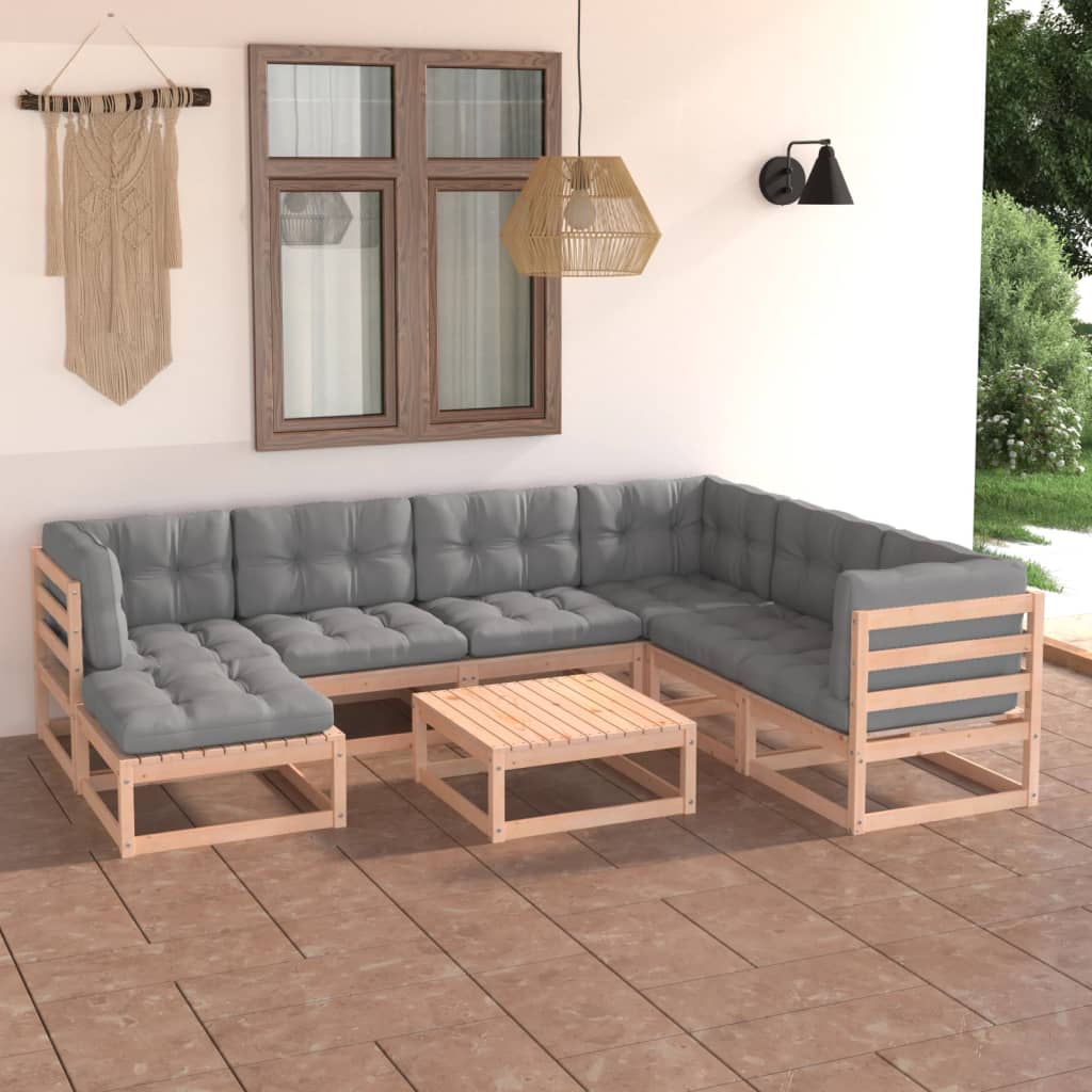 8-delige Loungeset met kussens massief grenenhout is nu te koop bij PeponiXL, paradijselijk wonen!