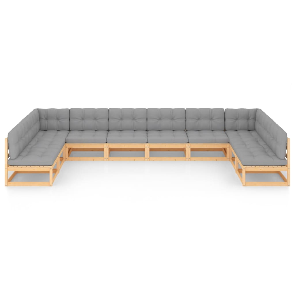 10-delige Loungeset met kussens massief grenenhout