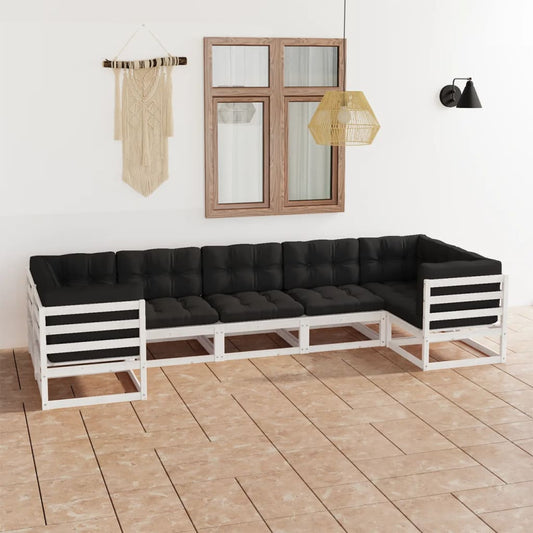 7-delige Loungeset met kussens massief grenenhout wit is nu te koop bij PeponiXL, paradijselijk wonen!