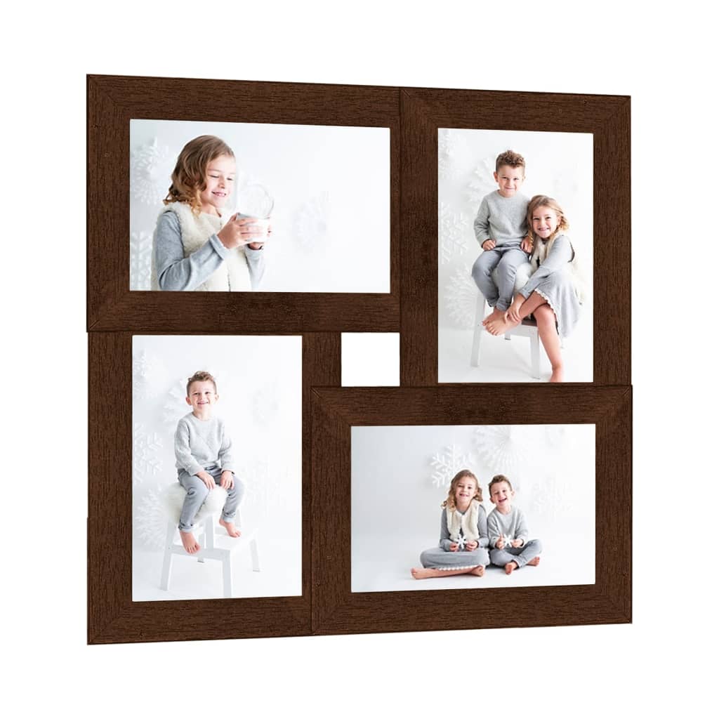 Fotolijst voor 4x(13x18 cm) foto MDF donkerbruin is nu te koop bij PeponiXL, paradijselijk wonen!