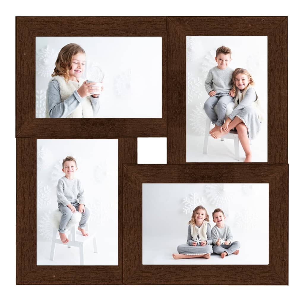 Fotolijst voor 4x(13x18 cm) foto MDF donkerbruin is nu te koop bij PeponiXL, paradijselijk wonen!