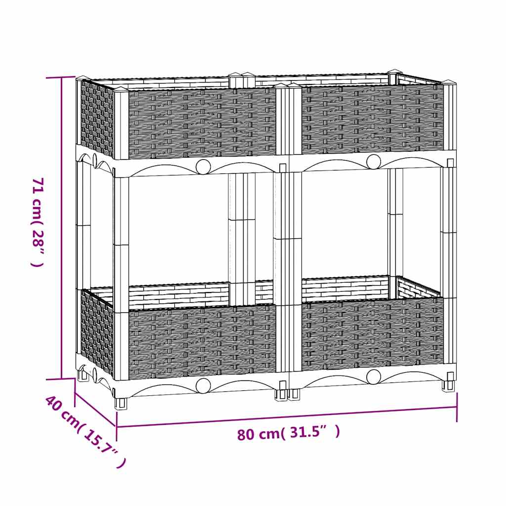 Plantenbak verhoogd 80x40x71 cm polypropyleen is nu te koop bij PeponiXL, paradijselijk wonen!