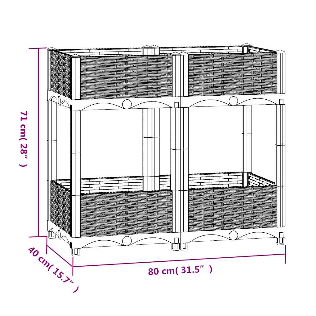Plantenbak verhoogd 80x40x71 cm polypropyleen is nu te koop bij PeponiXL, paradijselijk wonen!