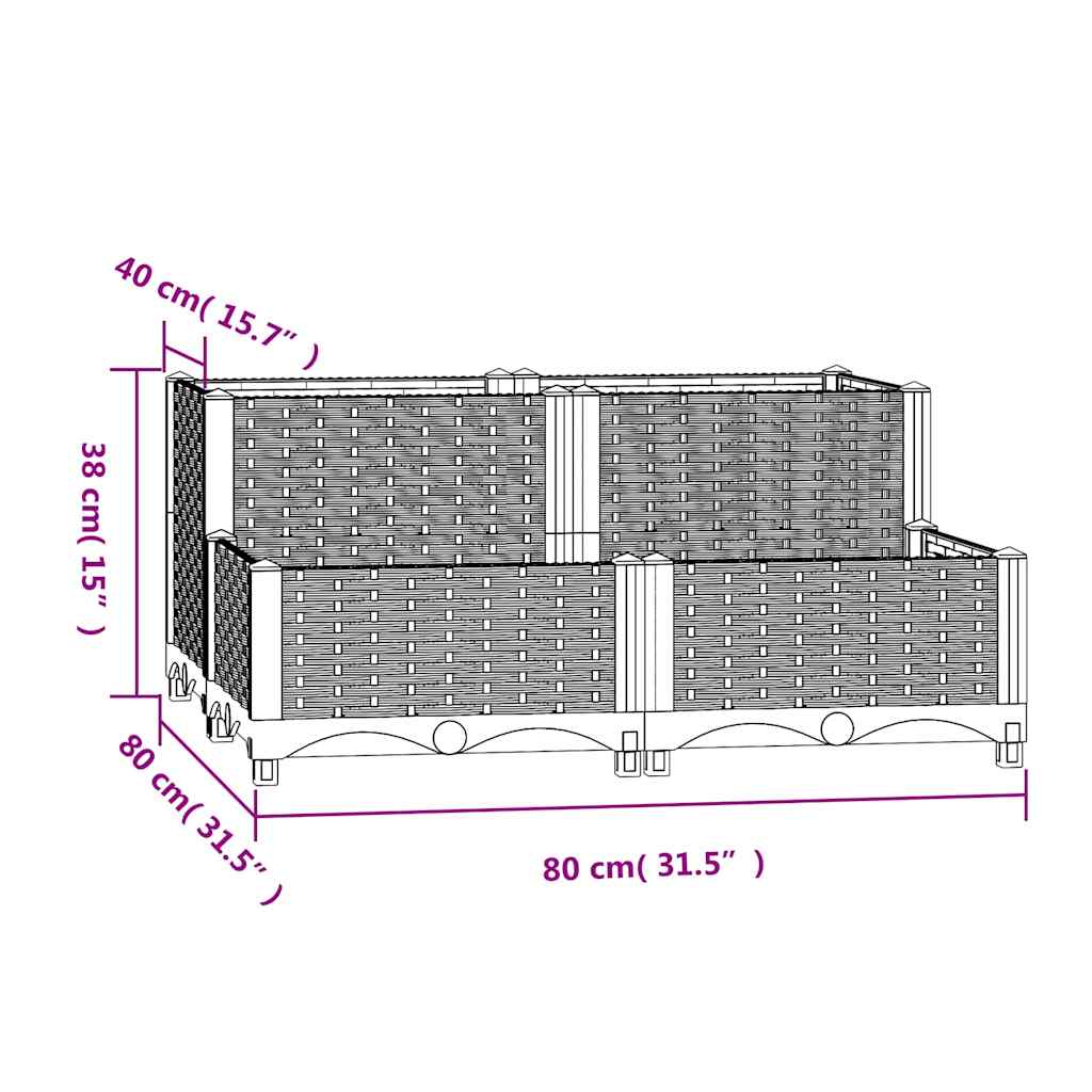 Plantenbak verhoogd 80x80x38 cm polypropyleen is nu te koop bij PeponiXL, paradijselijk wonen!