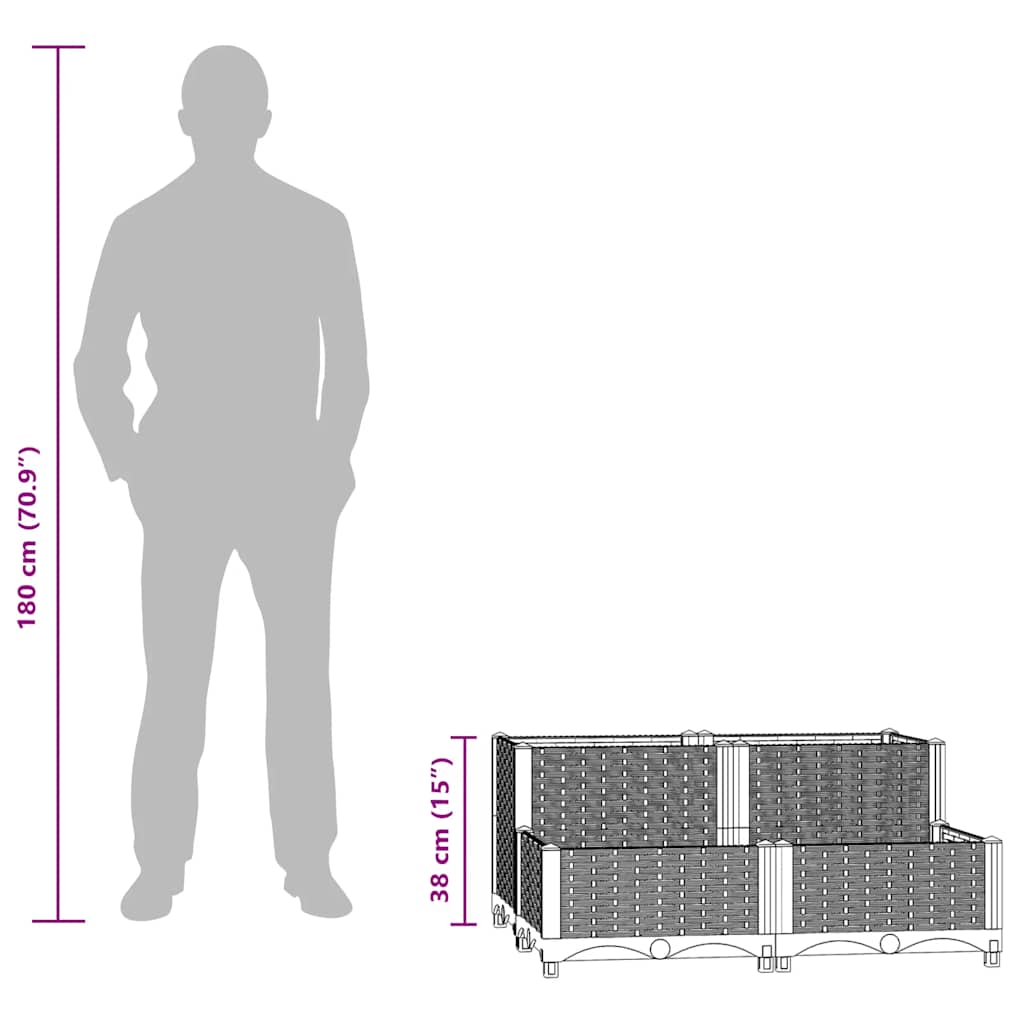 Plantenbak verhoogd 80x80x38 cm polypropyleen is nu te koop bij PeponiXL, paradijselijk wonen!