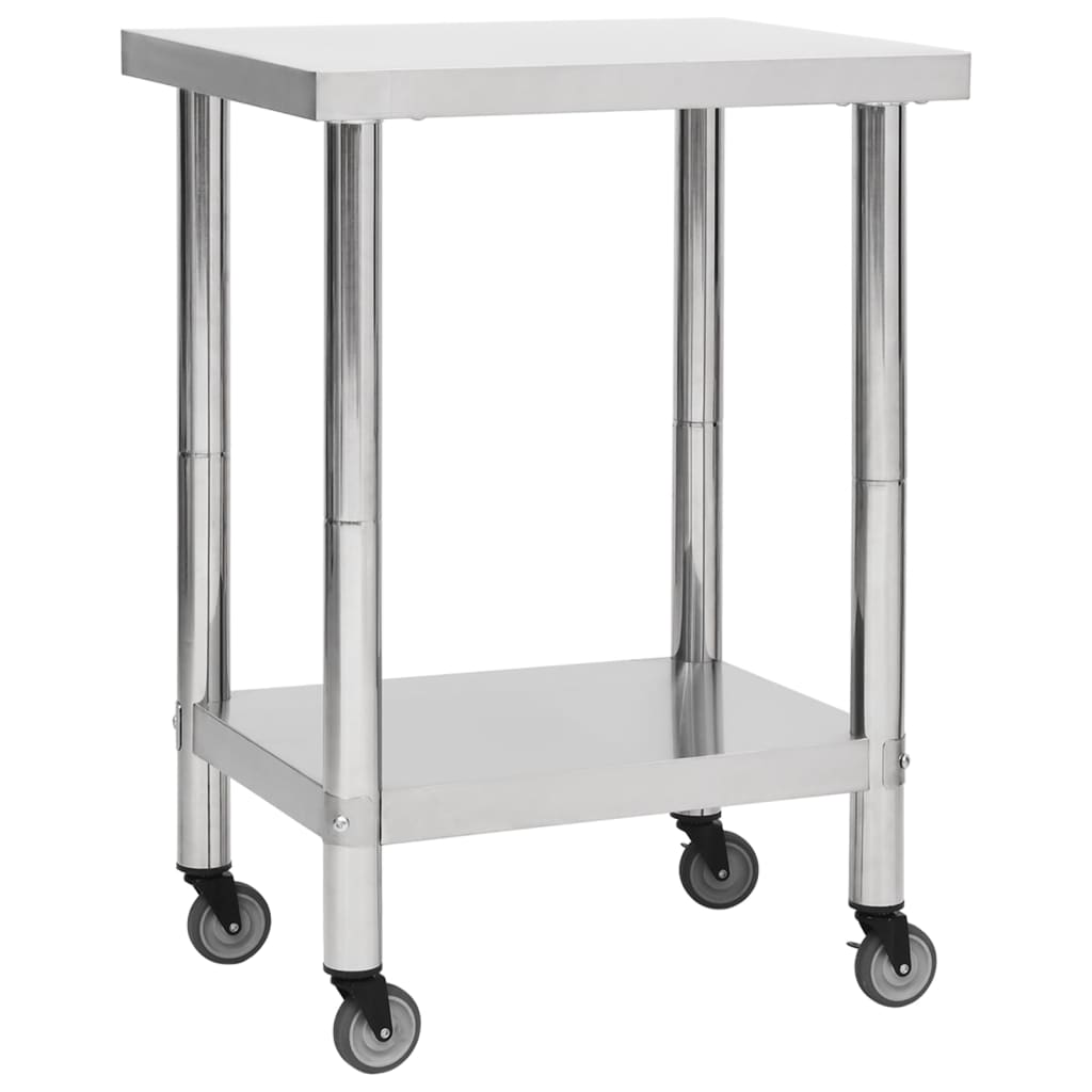 Keukenwerktafel met wielen 60x45x85 cm roestvrij staal is nu te koop bij PeponiXL, paradijselijk wonen!