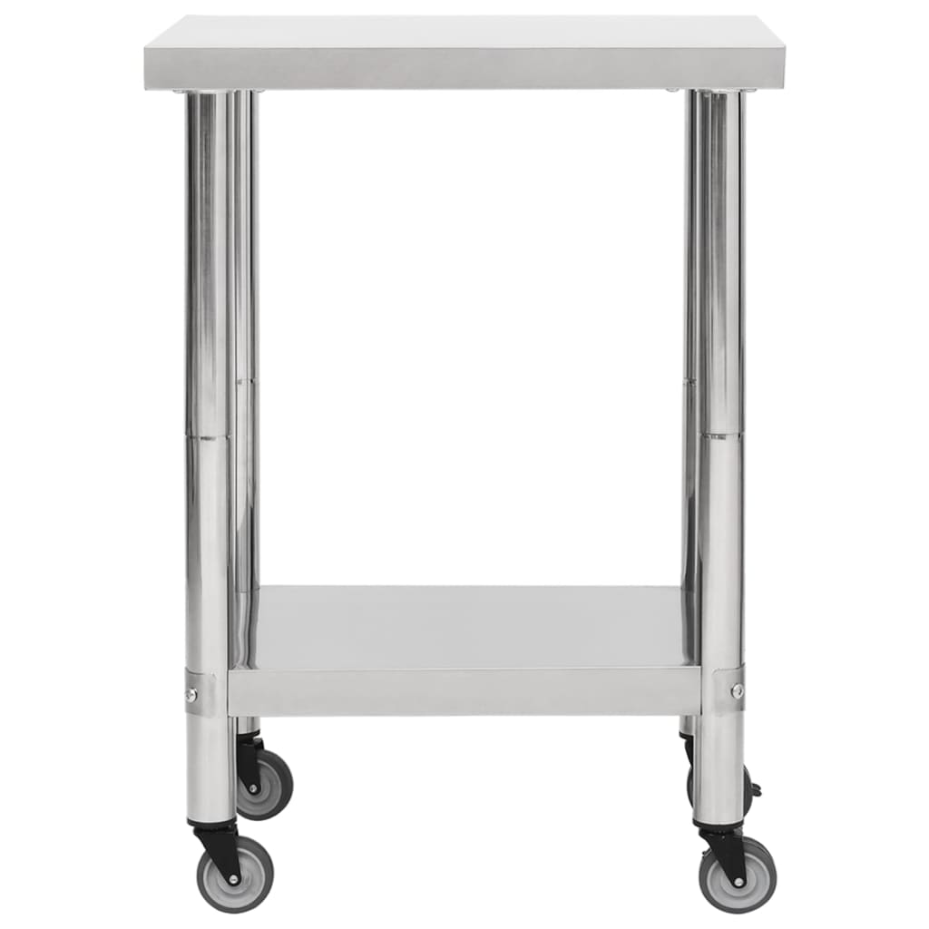 Keukenwerktafel met wielen 60x45x85 cm roestvrij staal is nu te koop bij PeponiXL, paradijselijk wonen!