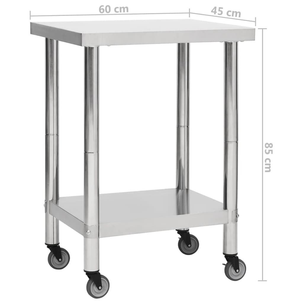 Keukenwerktafel met wielen 60x45x85 cm roestvrij staal is nu te koop bij PeponiXL, paradijselijk wonen!