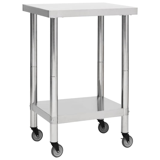 Keukenwerktafel met wielen 60x60x85 cm roestvrij staal is nu te koop bij PeponiXL, paradijselijk wonen!