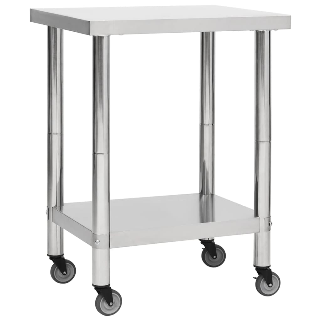 Keukenwerktafel met wielen 80x30x85 cm roestvrij staal is nu te koop bij PeponiXL, paradijselijk wonen!