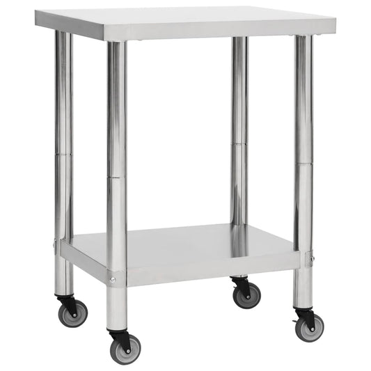 Keukenwerktafel met wielen 80x30x85 cm roestvrij staal is nu te koop bij PeponiXL, paradijselijk wonen!
